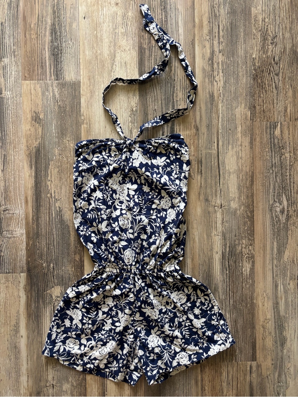 Navy Blue and White Floral Skirt
